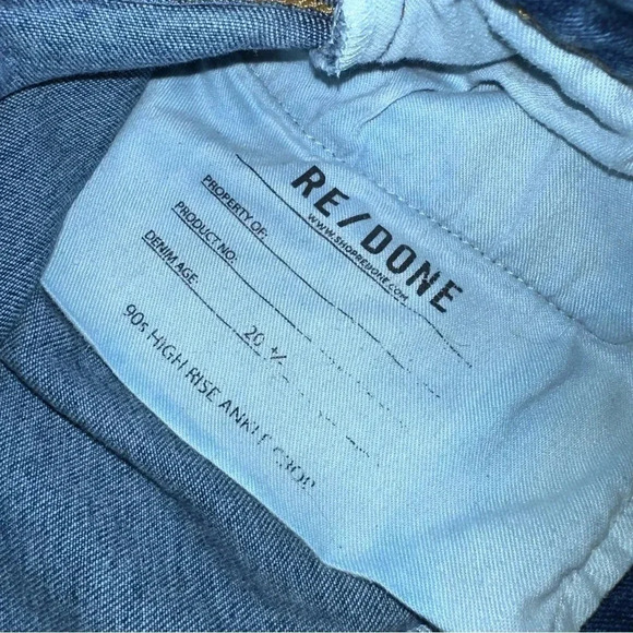 RE/DONE 90’s High Rise Ankle Crop Denim Jeans Button Fly size 28 - Picture 7 of 7